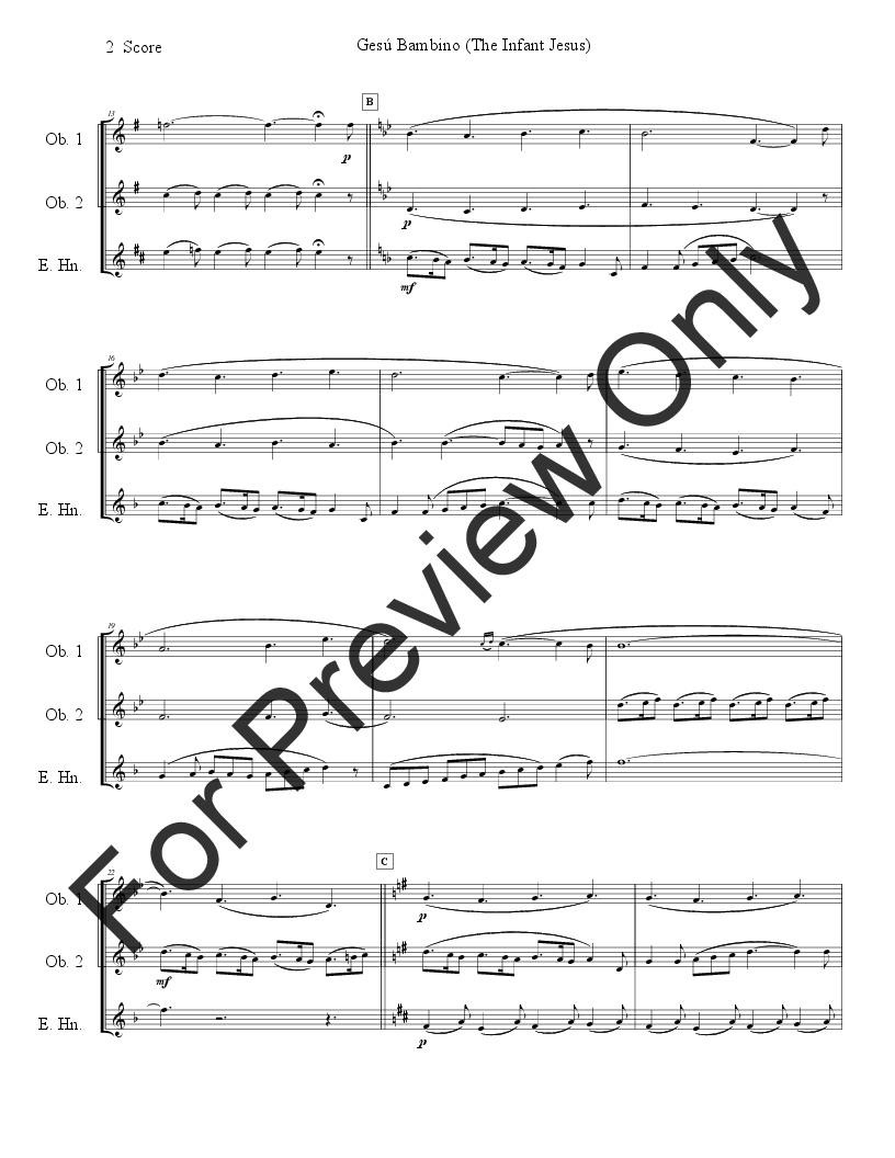 Gesu Bambino (Infant Jesus) for Oboe and English Horn Trio P.O.D.