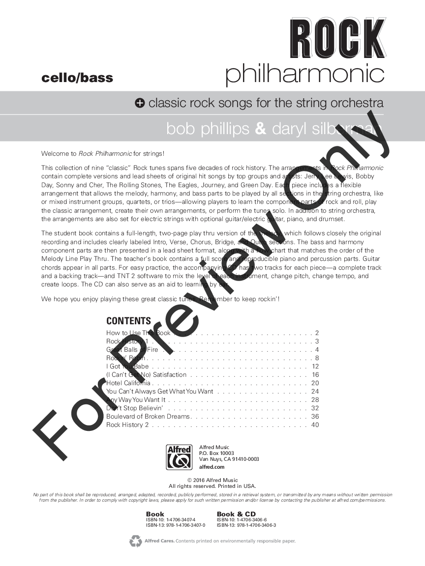 Rock Philharmonic Cello / String Bass Book Only