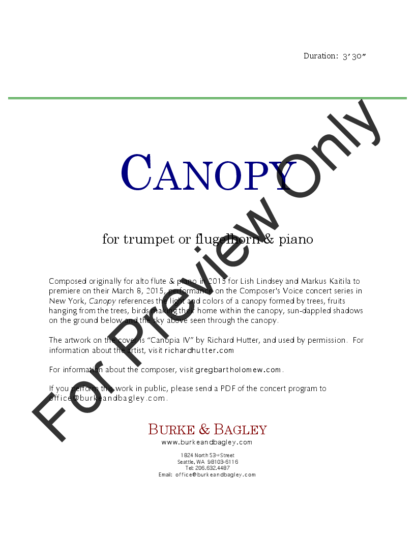 Canopy for trumpet & piano P.O.D.