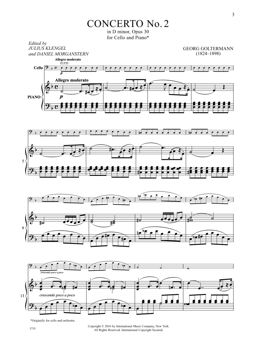 Concerto #2 in D minor, Op. 30 Cello and Piano