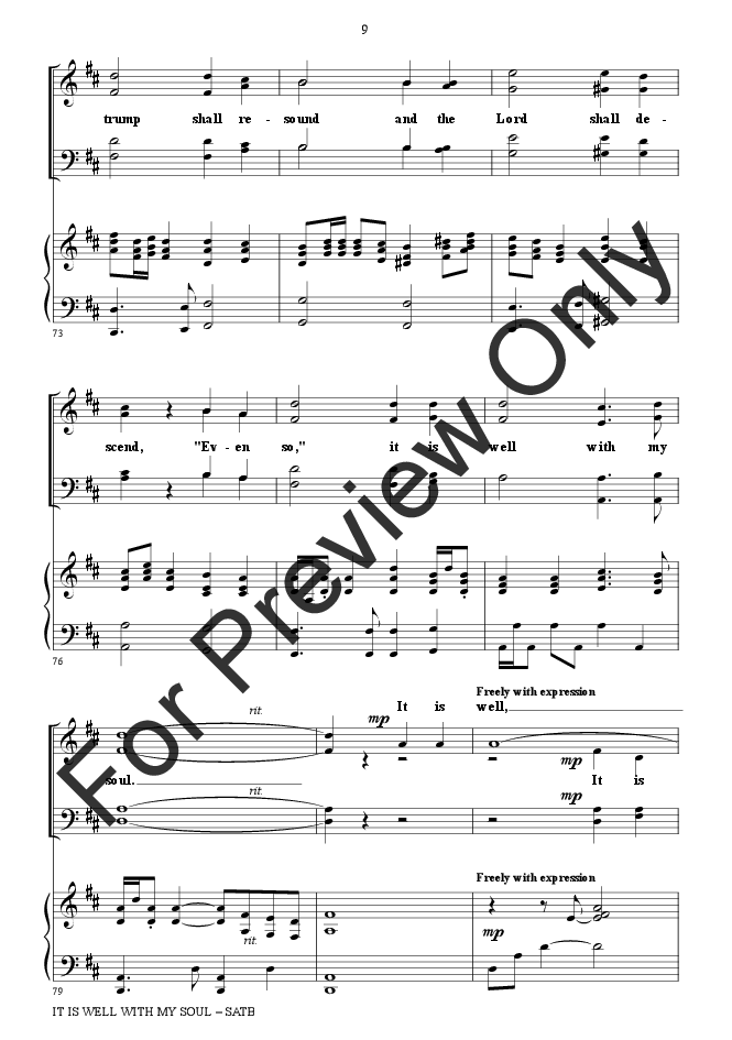 It Is Well With My Soul (SATB Choir with Piano) P.O.D.