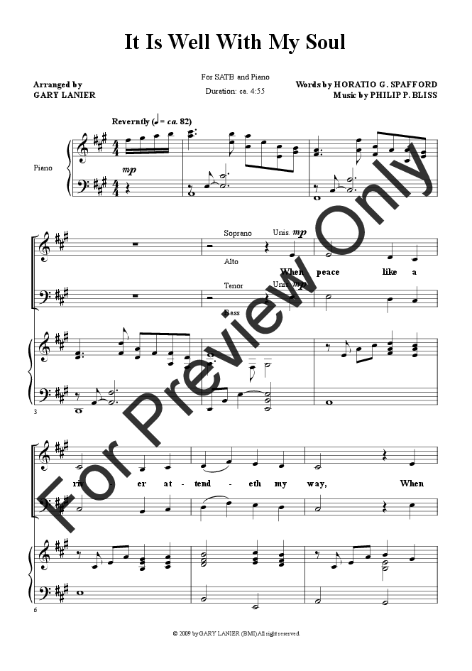 It Is Well With My Soul (SATB Choir with Piano) P.O.D.