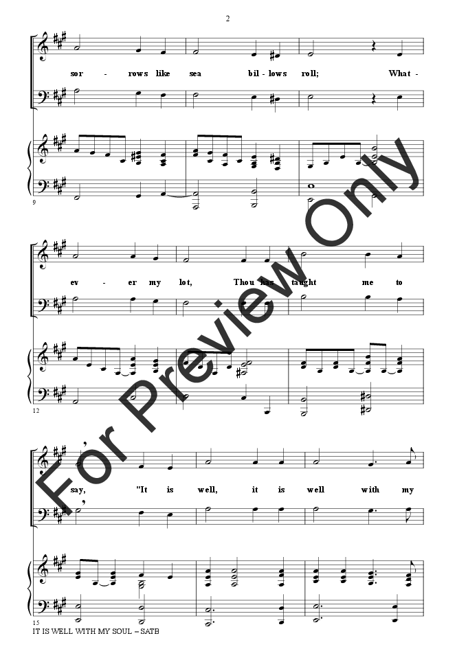 It Is Well With My Soul (SATB Choir with Piano) P.O.D.