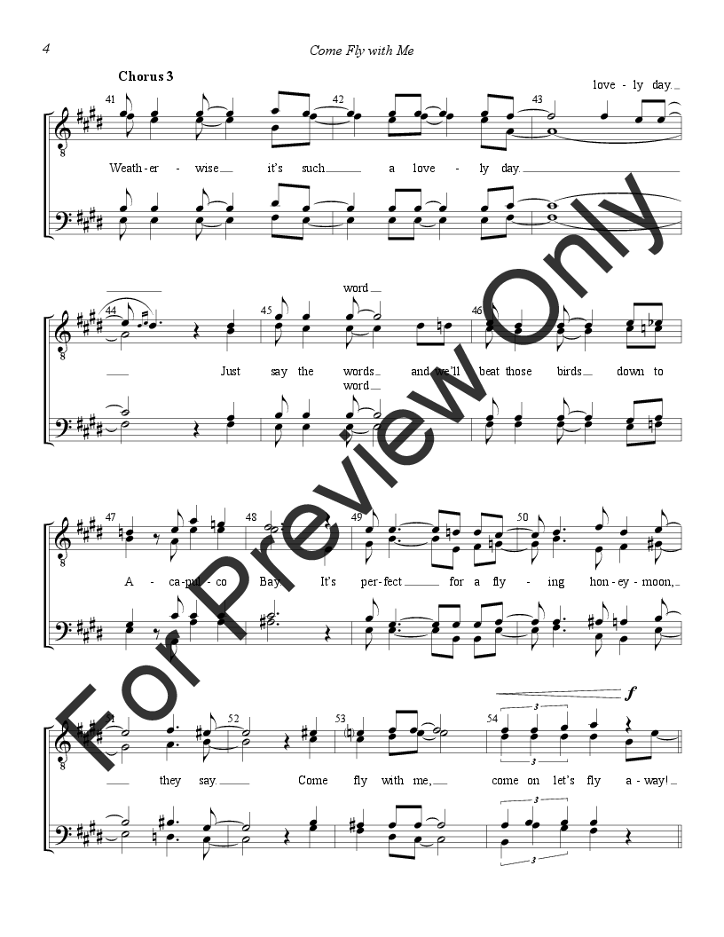 Come Fly With Me (SATB) (arr. Keller) - Download - Barbershop