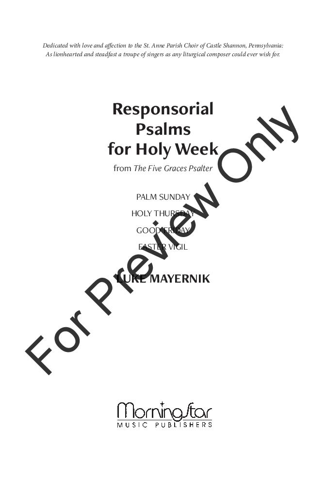 Responsorial Psalms for Holy Week from the Five Graces Psalter
