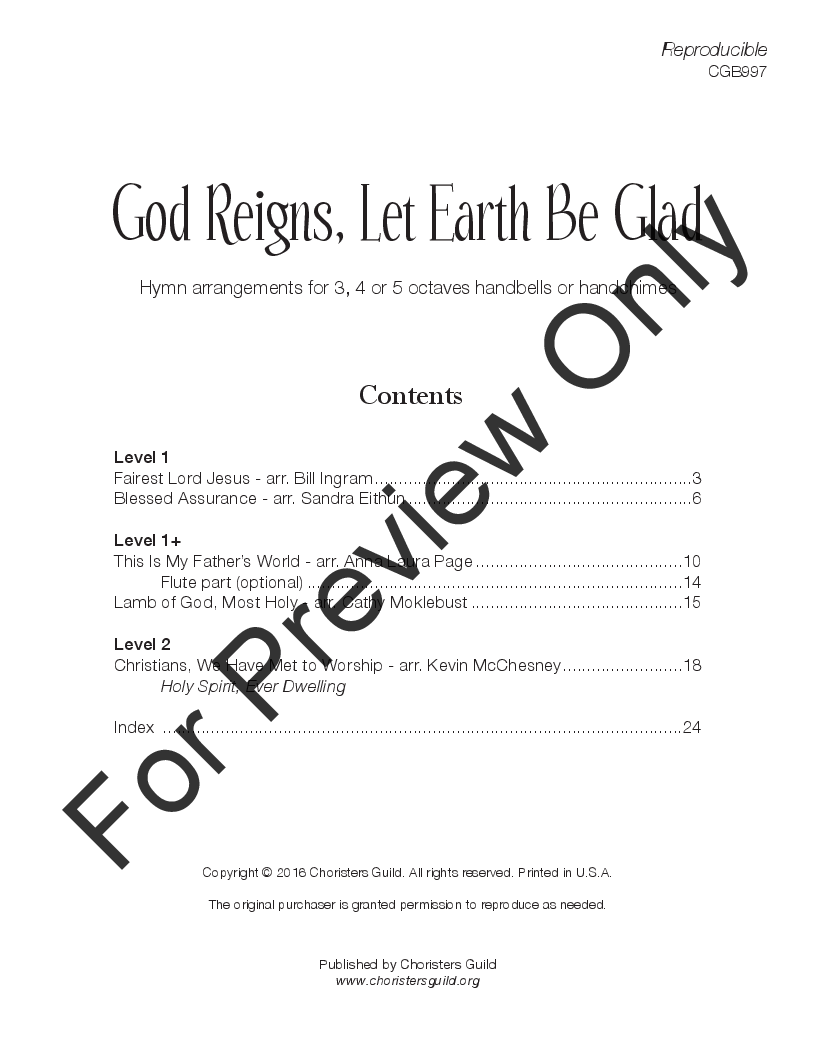 God Reigns Let Earth Be Glad 3-5 Octaves Reproducible