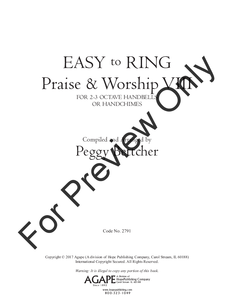 Easy To Ring Praise And Worship #8 2-3 Octaves P.O.D.