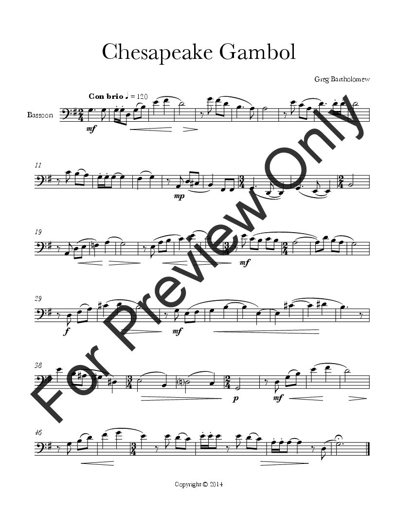 Six Short Pieces for Solo Bassoon P.O.D.