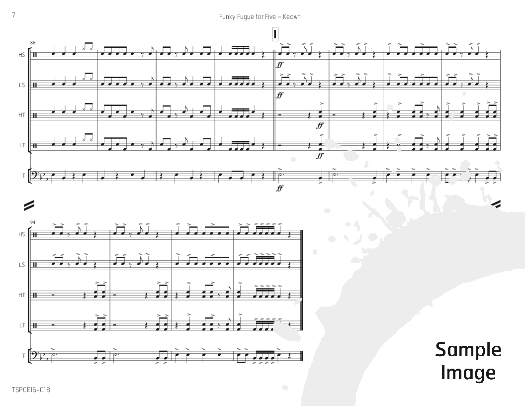 Funky Fugue for Five Percussion Ensemble - 4-5 players