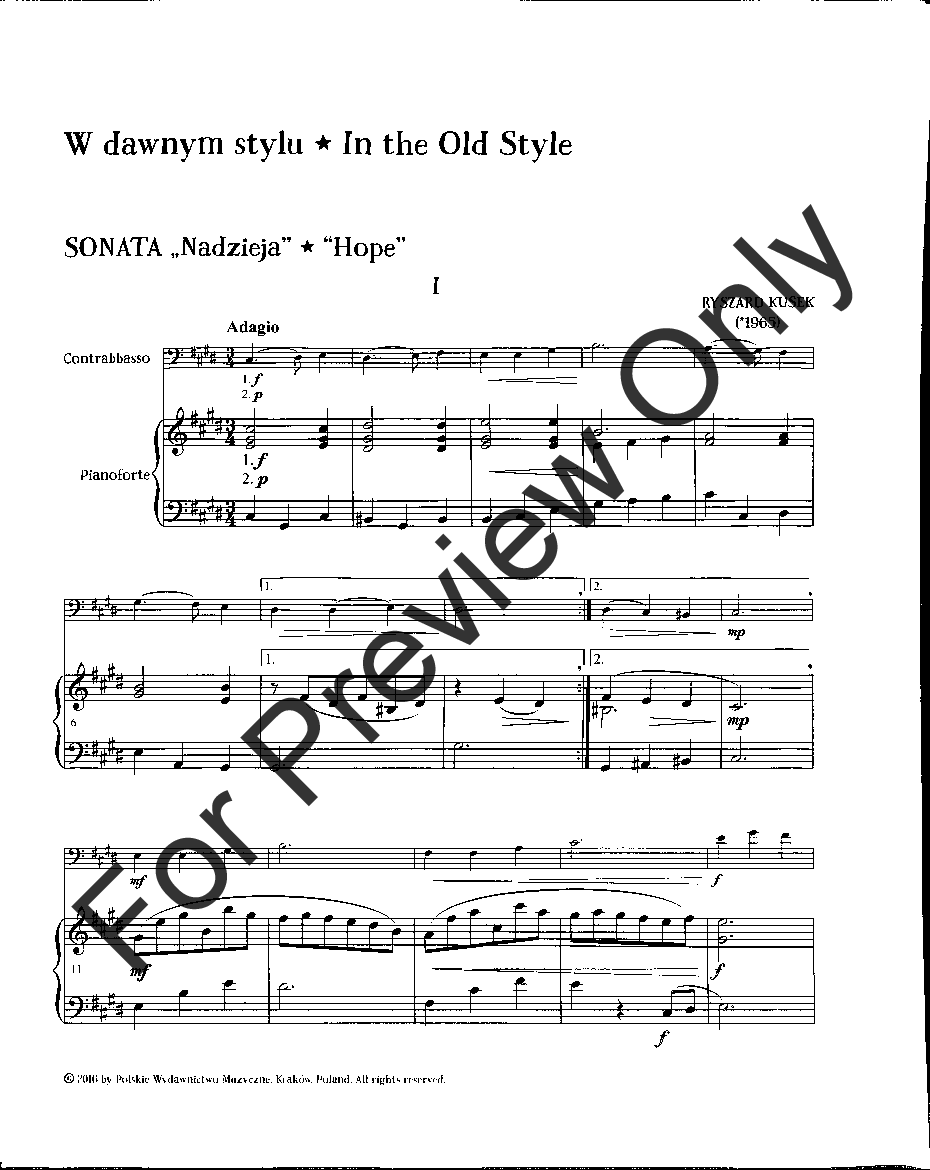 In the Old Style: Pieces for Double Bass and Piano String Bass and Piano, opt. cello