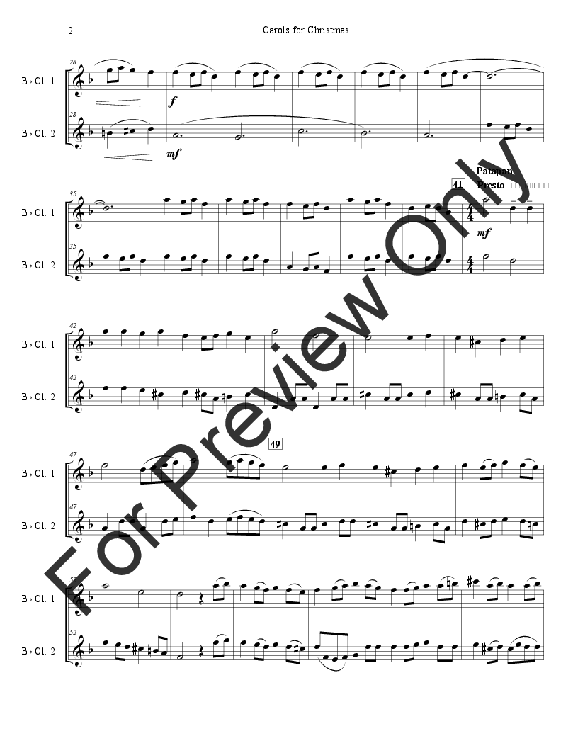 Carols for Christmas A Medley for Two Clarinets P.O.D.