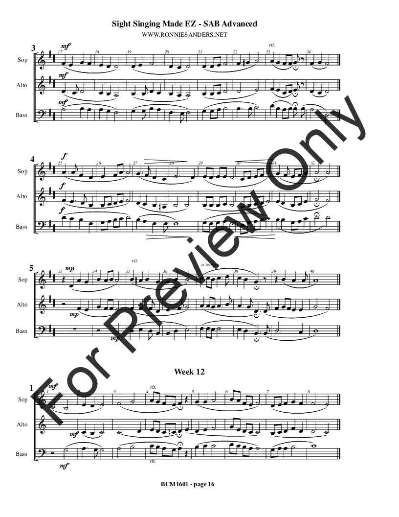 Sight Singing Made EZ: Book 6 Advanced SAB