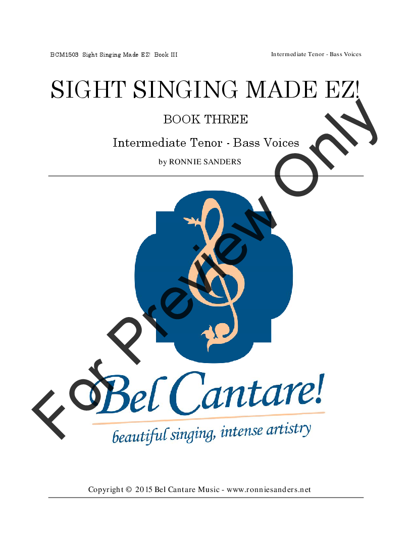 Sight Singing Made EZ: Book 3 Intermediate Guys