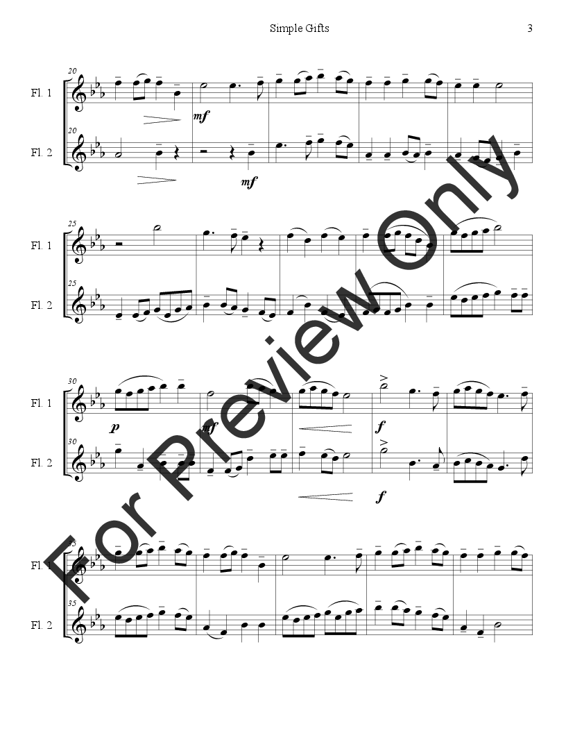 Simple Gifts Sheet music for Recorder (Woodwind Duet)