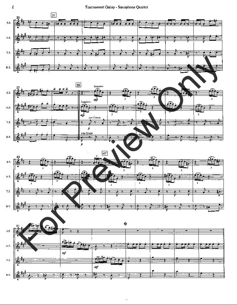 Tournament Galop SATB Saxophone Quartet