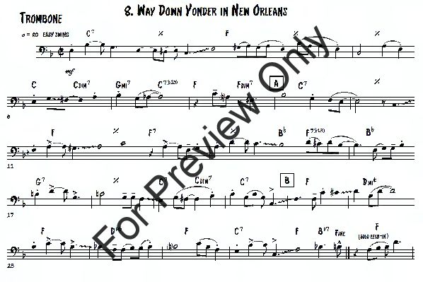 New Orleans Favorites Trombone 5 x 7 size