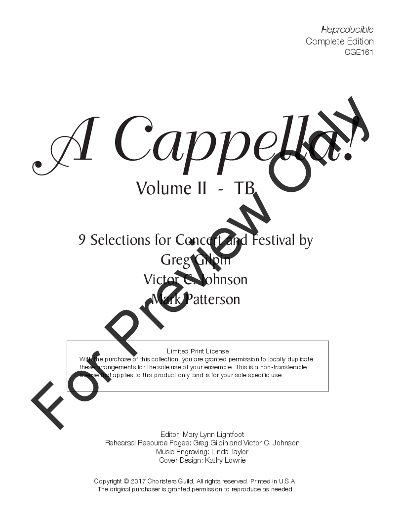 A Cappella! Volume 2 TB Reproducible Director's Score