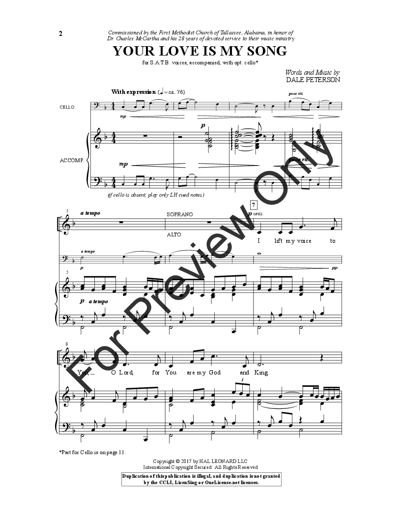 Your Love Is My Song (SATB ) by Dale Peterson| J.W. Pepper Sheet Music