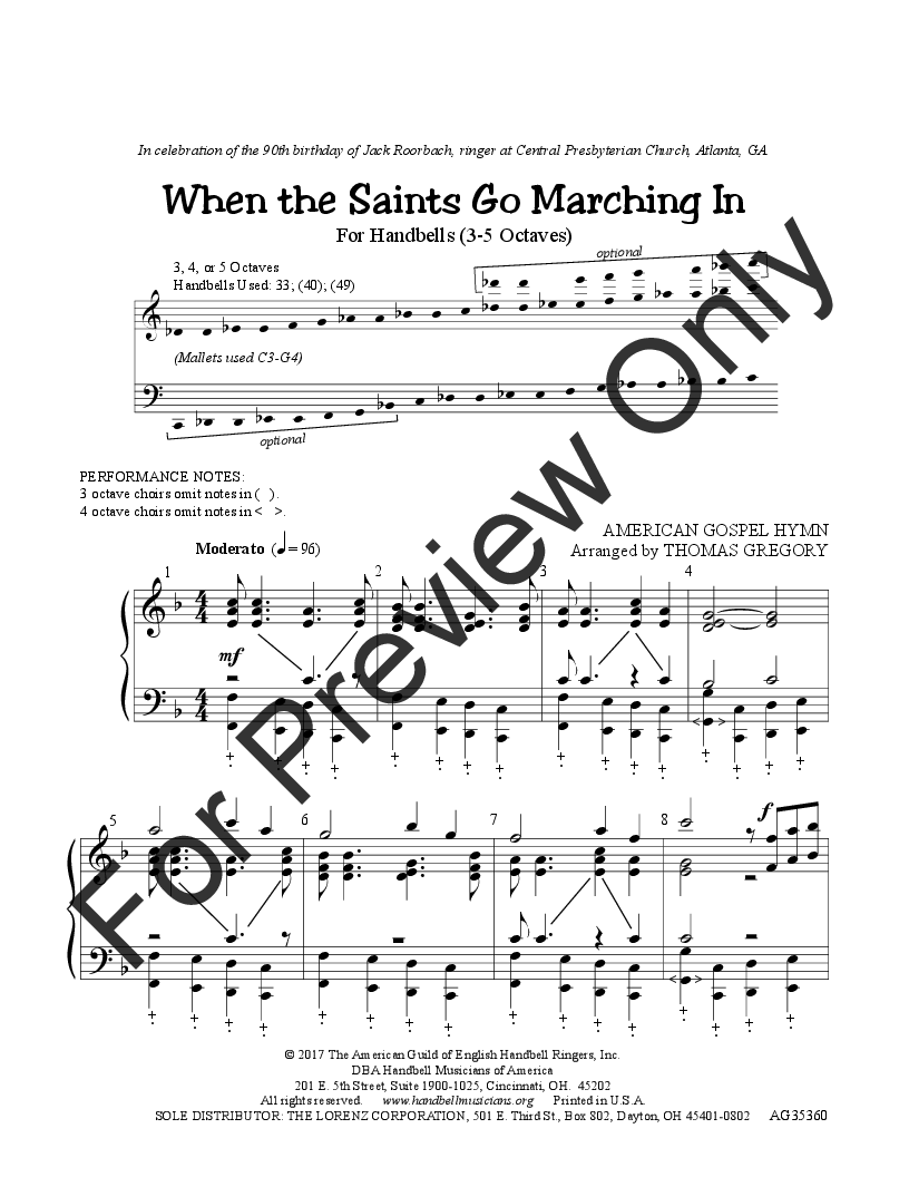 When The Saints Go Marching In 3-5 Octaves P.O.D.