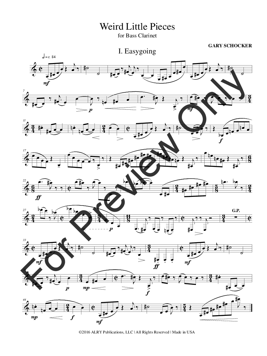 Weird Little Pieces Bass Clarinet Unaccompanied - extended range bass clarinet required