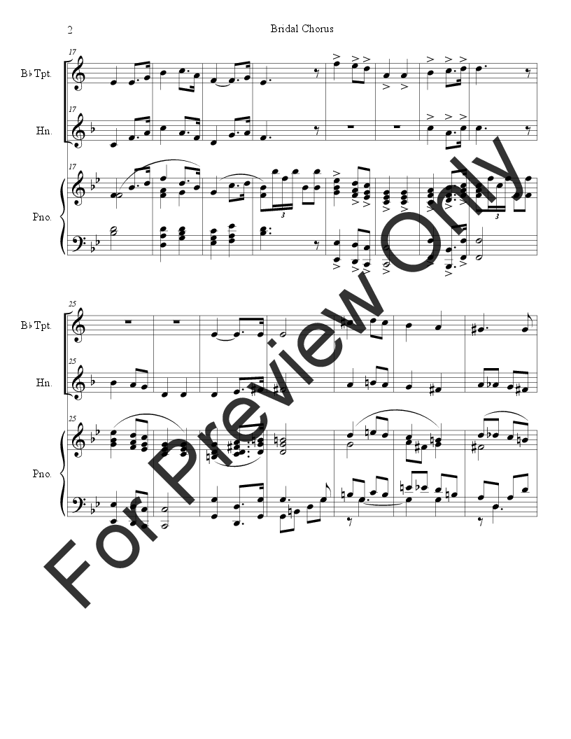 Bridal Chorus (Duet for Bb-Trumpet and French Horn - Piano Accompaniment) P.O.D.