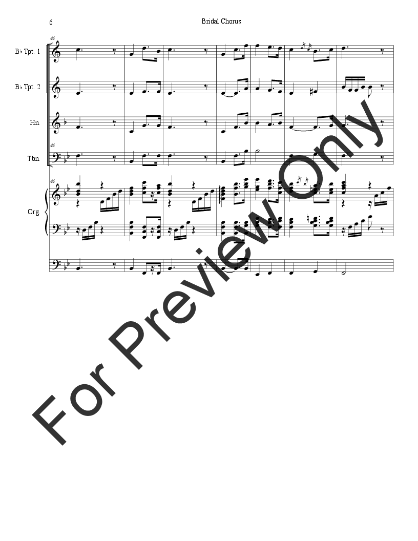Bridal Chorus (for Brass Quartet - Organ Accompaniment) P.O.D.