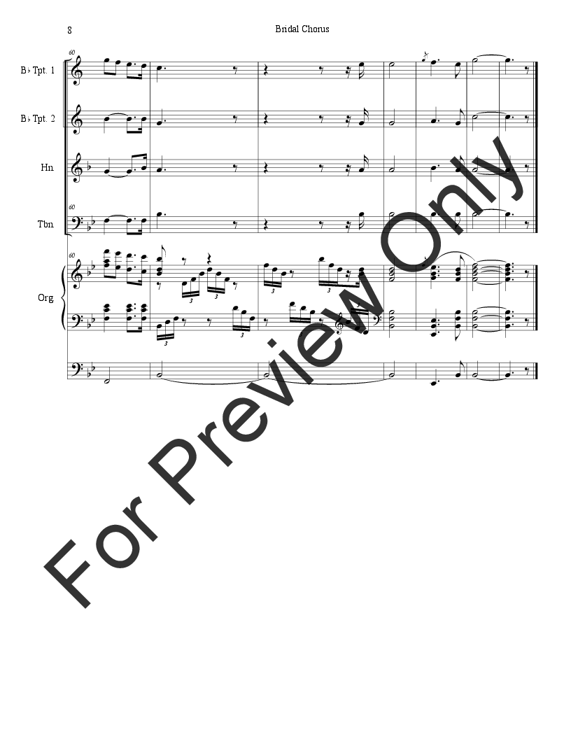 Bridal Chorus (for Brass Quartet - Organ Accompaniment) P.O.D.