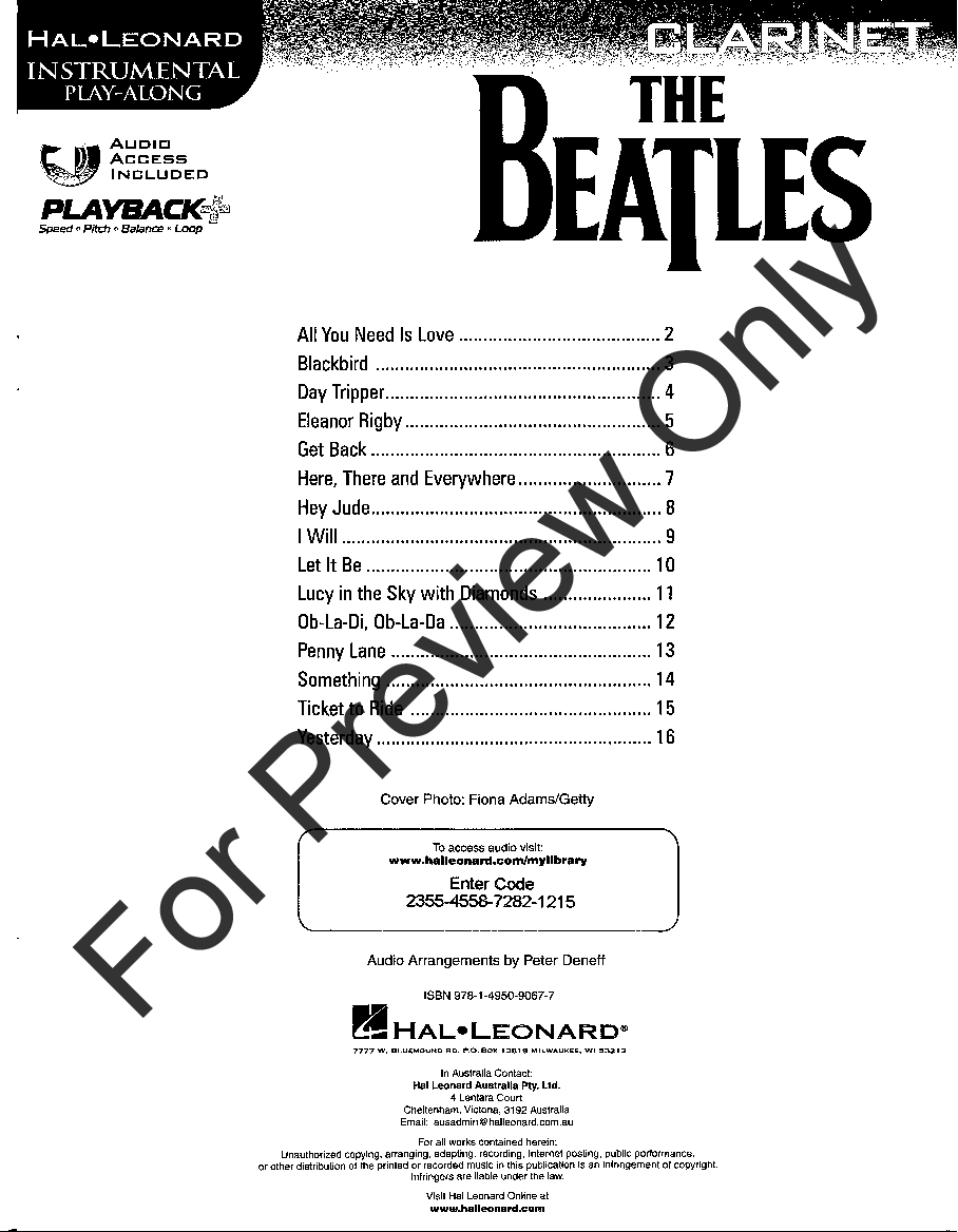 The Beatles Clarinet Book with Online Audio Access