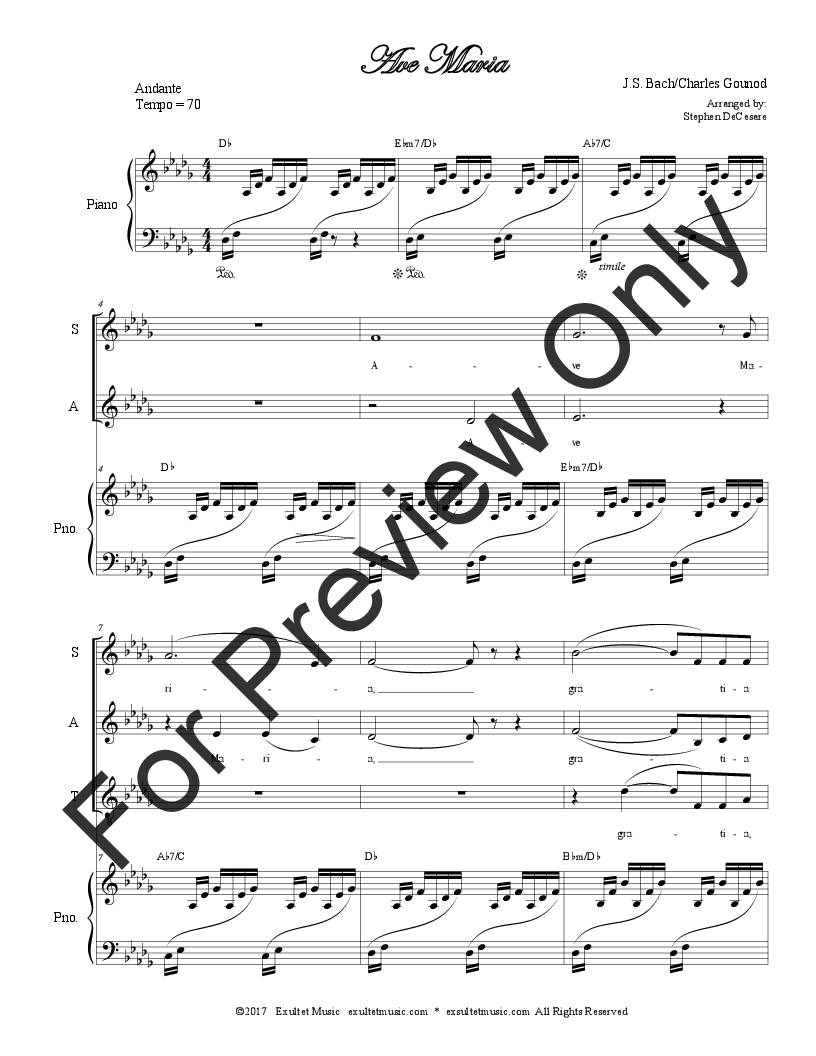 Ave Maria (for SATB - Medium/Low Key) P.O.D.