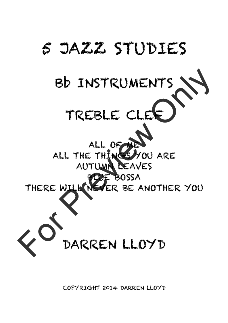 5 intermediate jazz studies for Bb pitched instruments P.O.D.