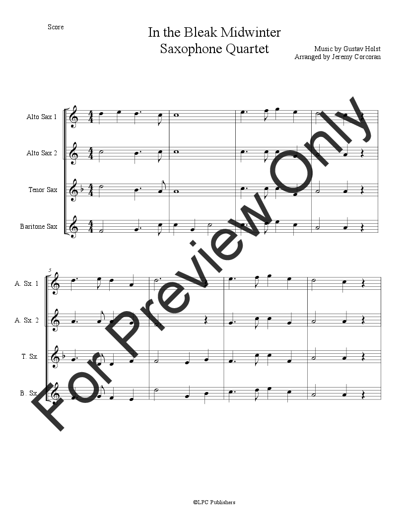 10 Christmas Carols for Saxophone Quartet P.O.D.