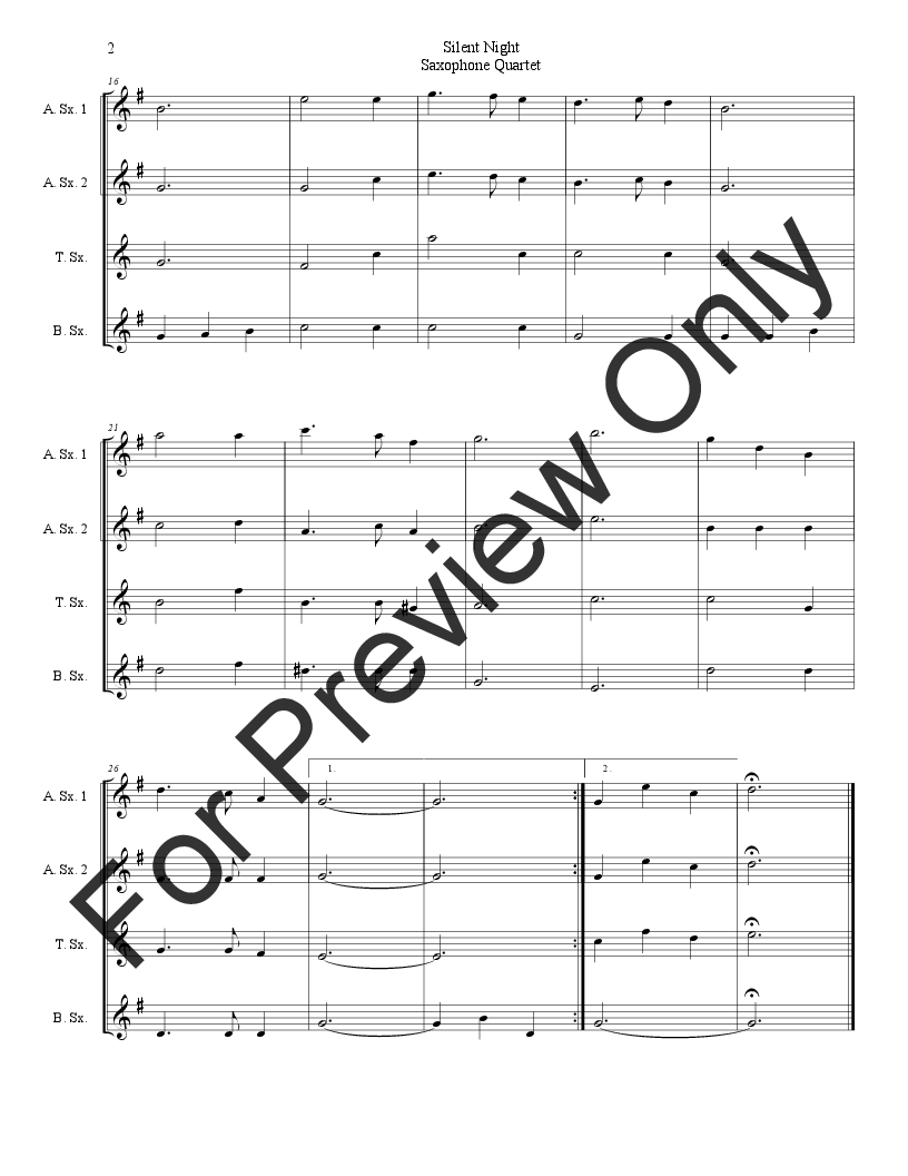 10 Christmas Carols for Saxophone Quartet P.O.D.