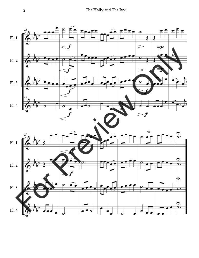 10 Christmas Carols for Flute Quartet P.O.D.