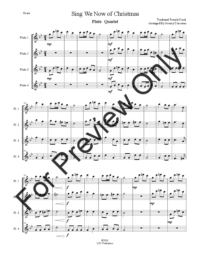 10 Christmas Carols for Flute Quartet P.O.D.