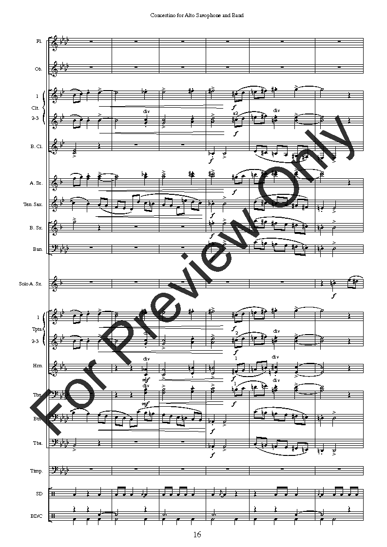 Concertino for Alto Saxophone and Band P.O.D.