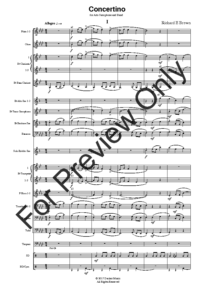 Concertino for Alto Saxophone and Band P.O.D.