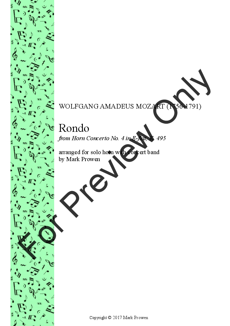 Rondo from Horn Concerto No. 4 in E-flat, K. 495 P.O.D.