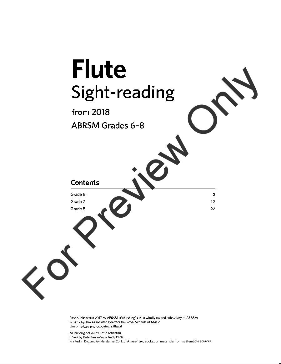 Flute Sight-Reading ABRSM Grades 6-8 from 2018, Flute Book