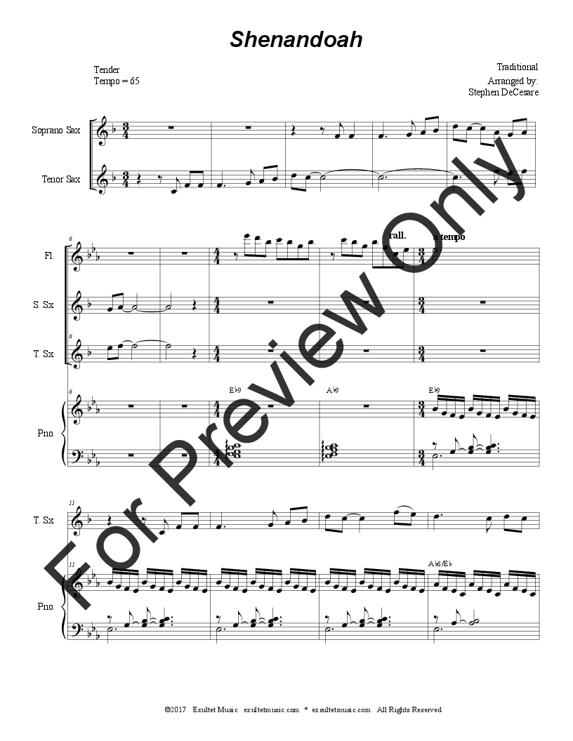 Shenandoah (Duet for Soprano and Tenor Saxophone) P.O.D.