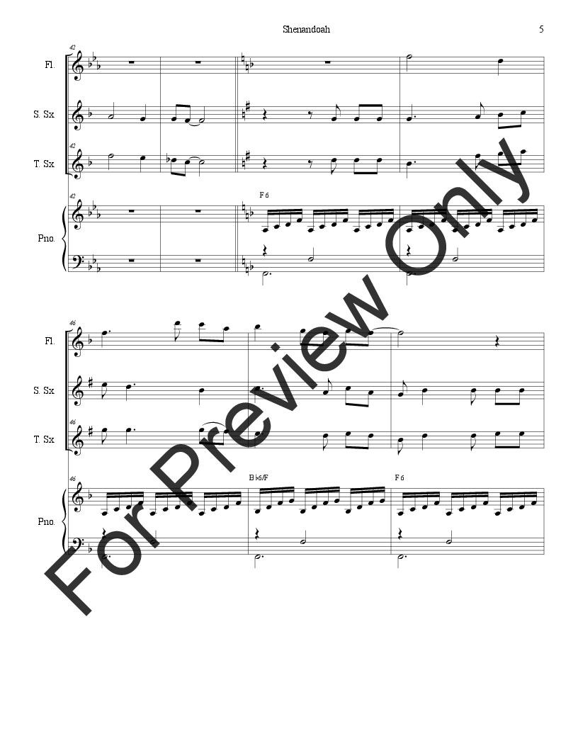 Shenandoah (Duet for Soprano and Tenor Saxophone) P.O.D.