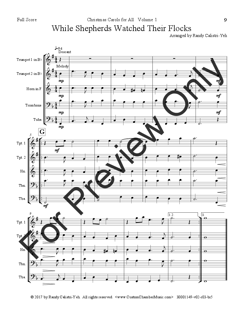 Christmas Carols for All, Volume 1 (for Brass Quintet) P.O.D.