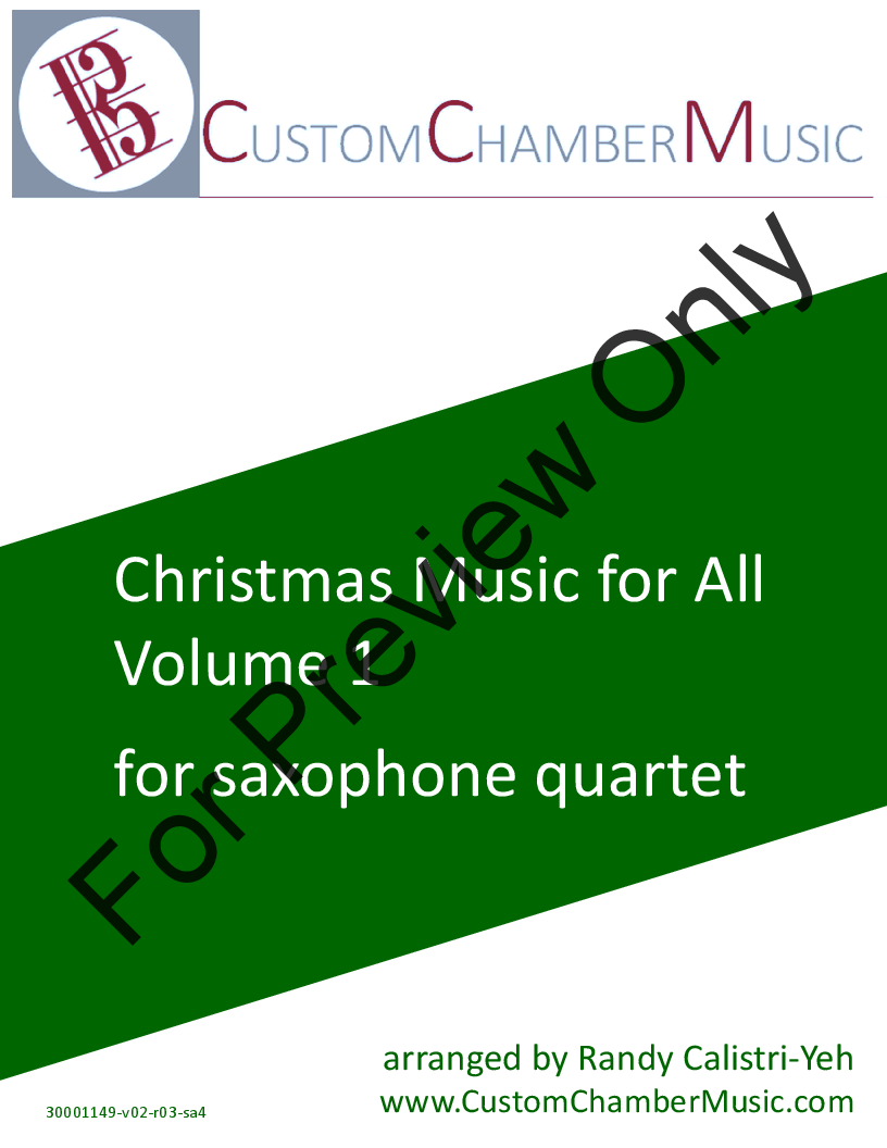 Christmas Carols for All, Volume 1 (for Sax Quartet) P.O.D.