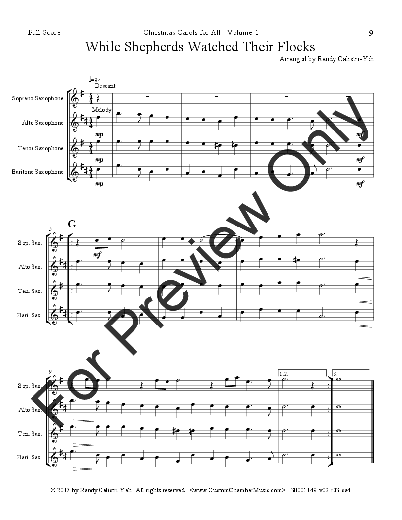 Christmas Carols for All, Volume 1 (for Sax Quartet) P.O.D.