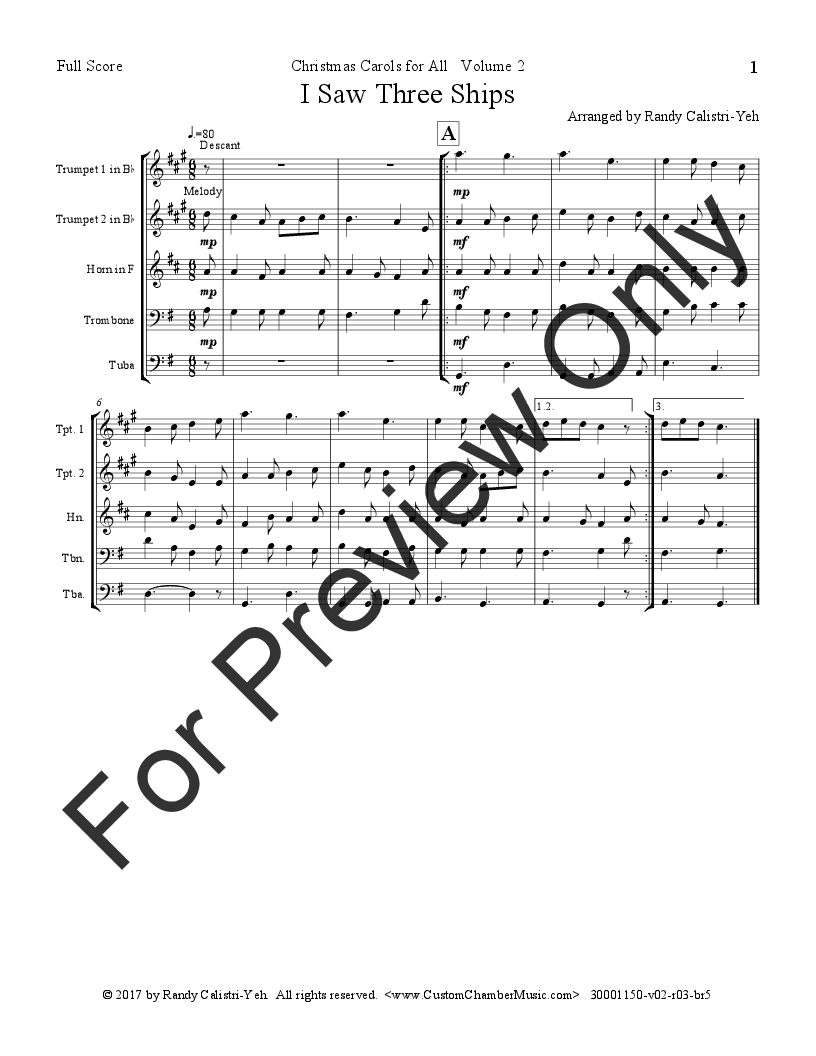 Christmas Carols for All, Volume 2 (for Brass Quintet) P.O.D.