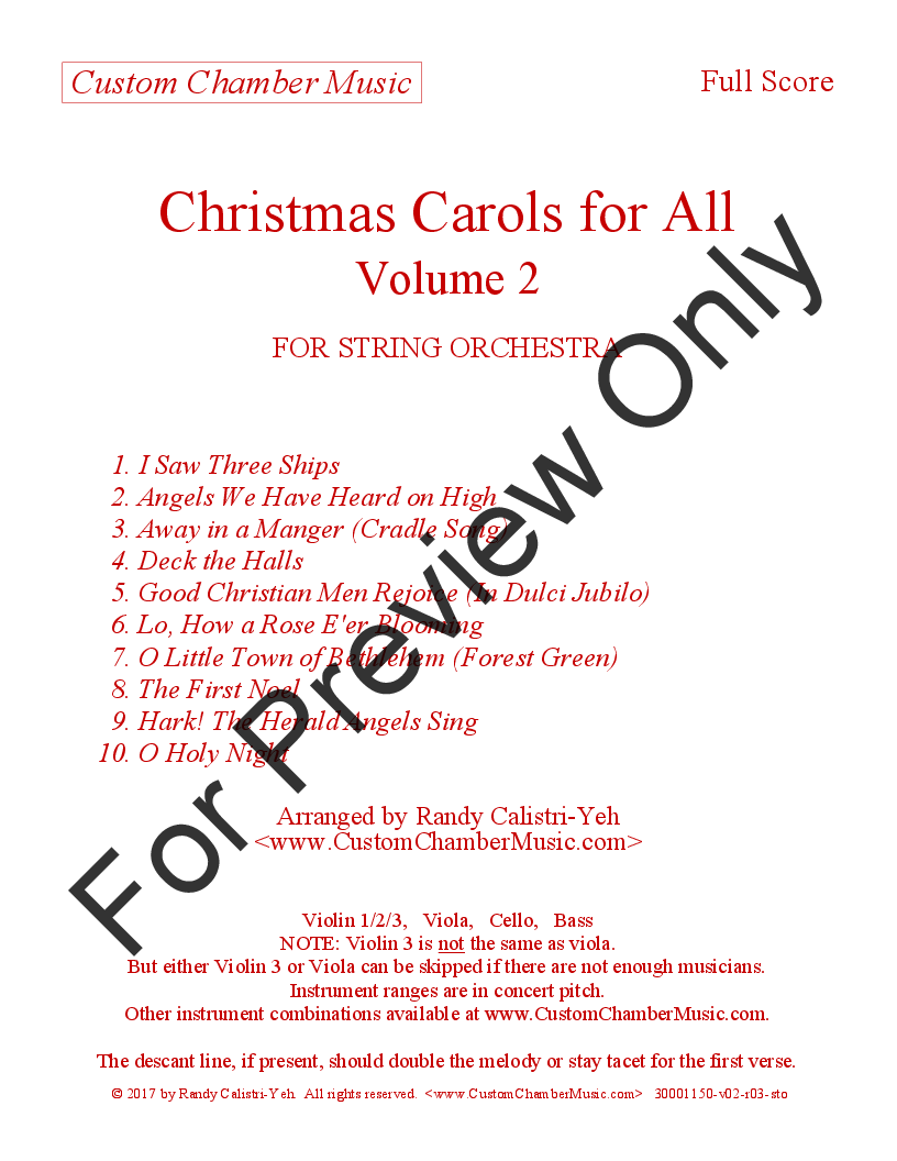 Christmas Carols for All, Volume 2 (for String Orchestra) P.O.D.