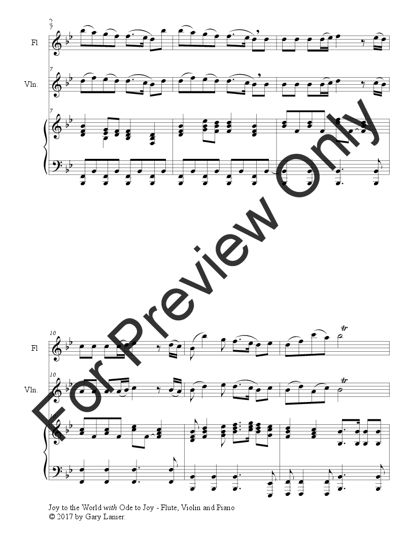 Celsius ophøre Tranquility Joy to the World with Ode to Joy (Trio - Flute, V | J.W. Pepper Sheet Music