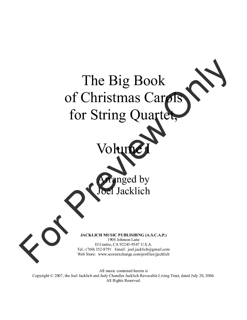 The Big Book of Christmas Carols for String Quartet, Vol. I P.O.D.