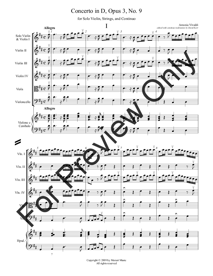 Concerto in D Opus 3, No. 9 P.O.D.