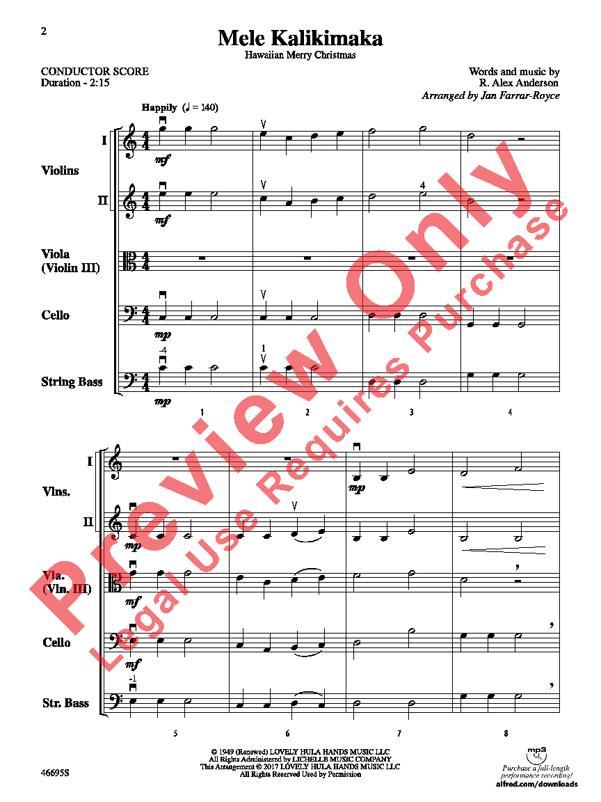 Mele Kalikimaka Score