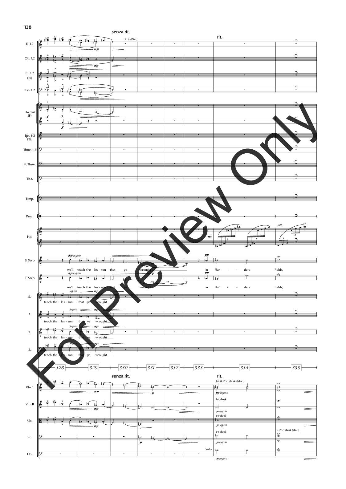 The Great War Symphony Vocal Score P.O.D.